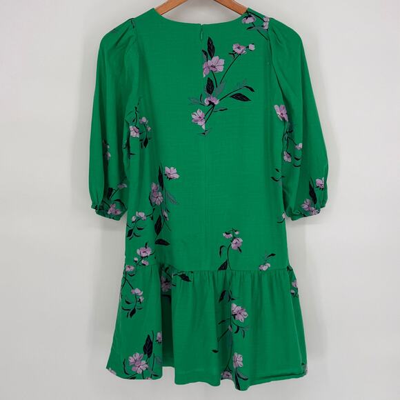 Ann Taylor Green Purple Floral Knee Length Dress Sz 4P Fairy Valentine Romantic - Picture 2 of 8